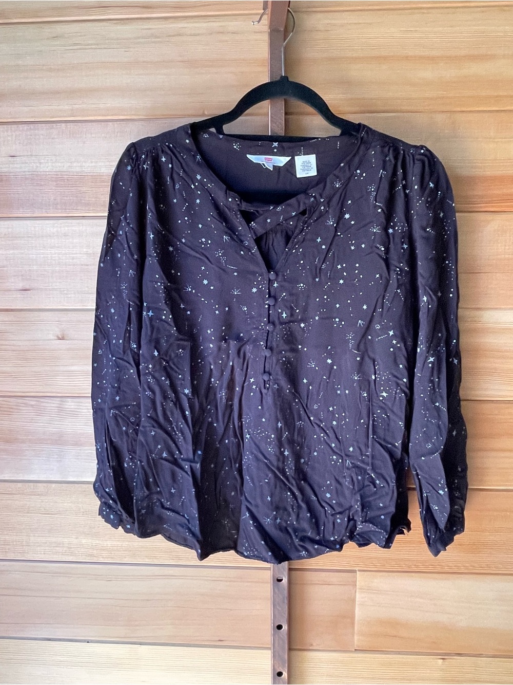 Levi's Black Celestial Print Peasant Blouse Large